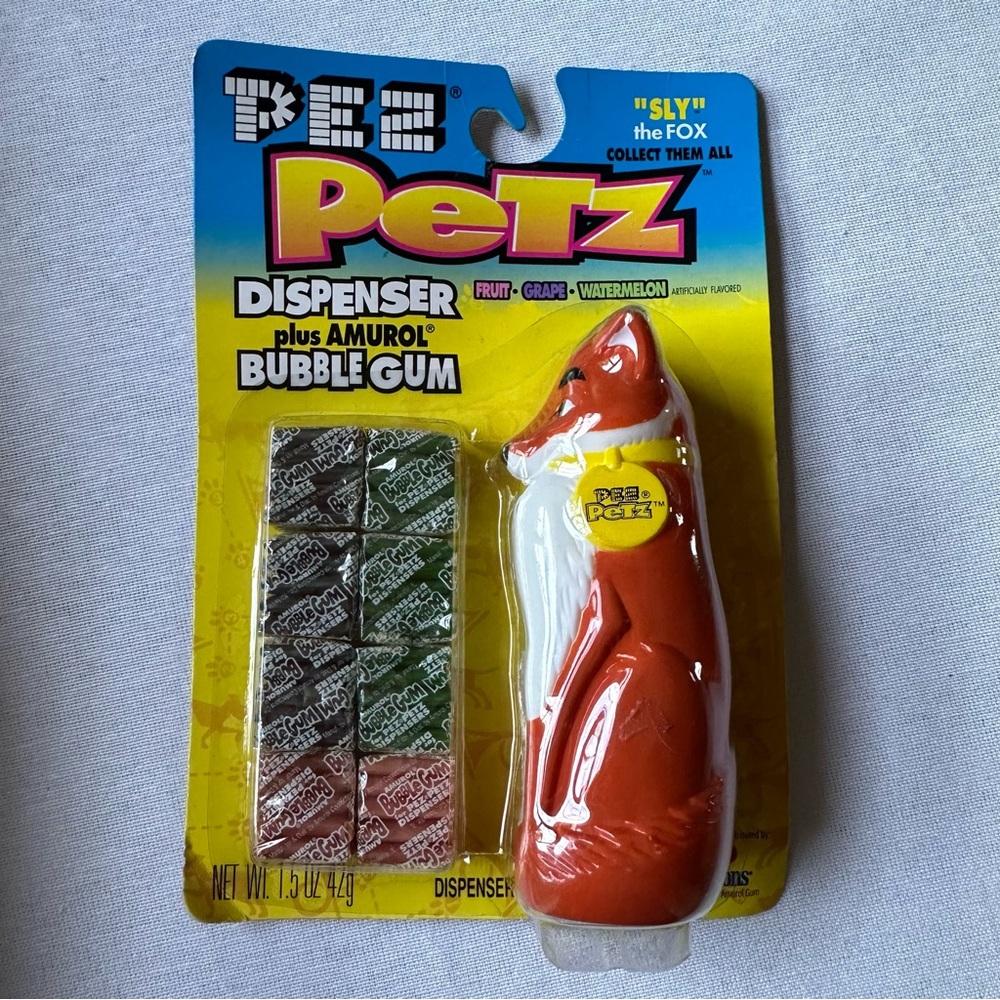 💚 1998 PEZ PETZ “SLY” THE FOX DISPENSER PLUS AMURAL BUBBLE GUM 🔥 - Picture 2 of 3